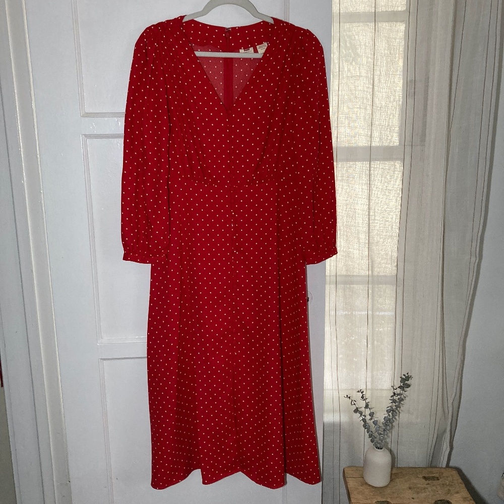 Levi's Red Polka Dot Midi Dress